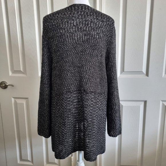 J Jill Open Front Cotton Cardigan Black Long Sleeve - Picture 3 of 6